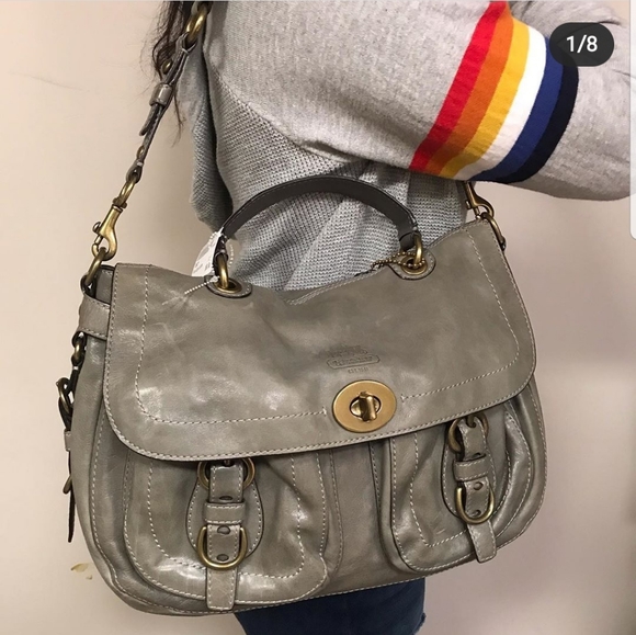Coach Handbags - COACH Gray/Green Shoulder Bag